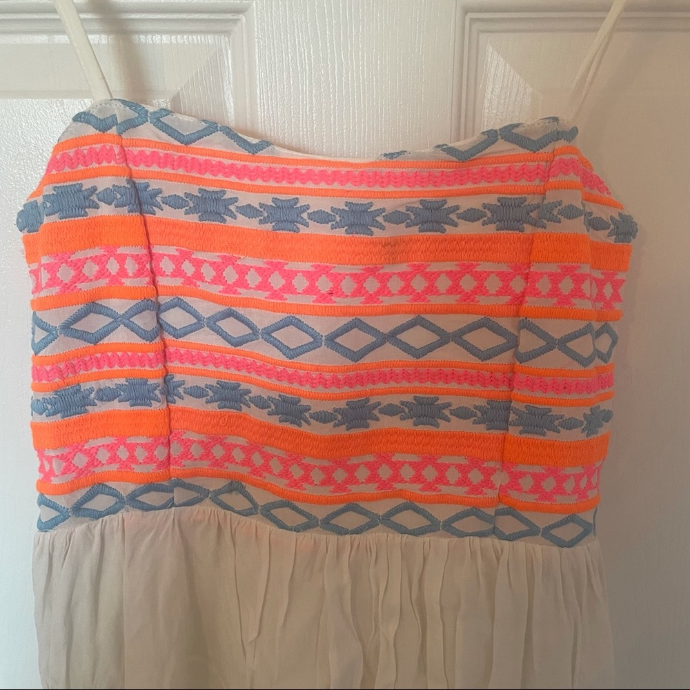 Gauzy Neon and White Dress - Picture 2 of 9